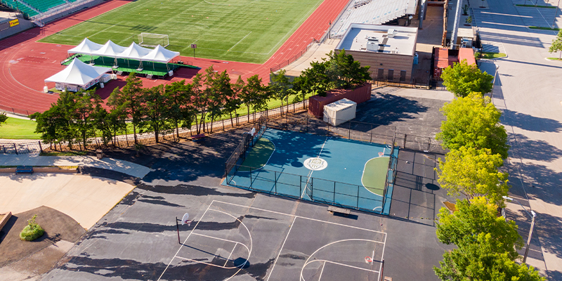 Fields & Futures facilities sitting next to Taft Stadium, where FC Tulsa vs Energy FC played on ESPN.