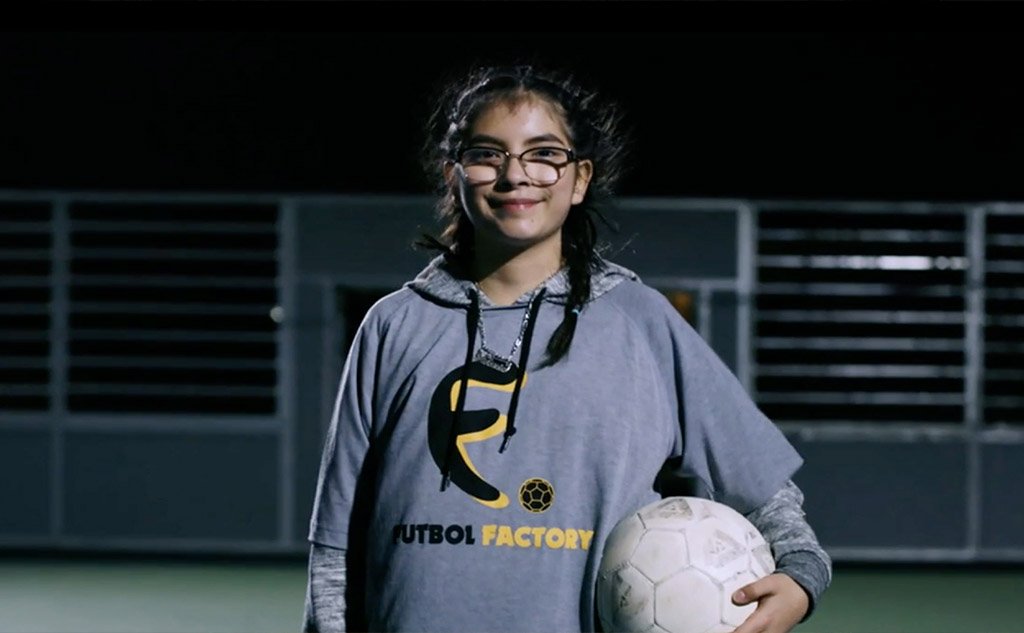 A young OKCPS student-athlete shown during the Power of Sports – Fútbol for All segment.