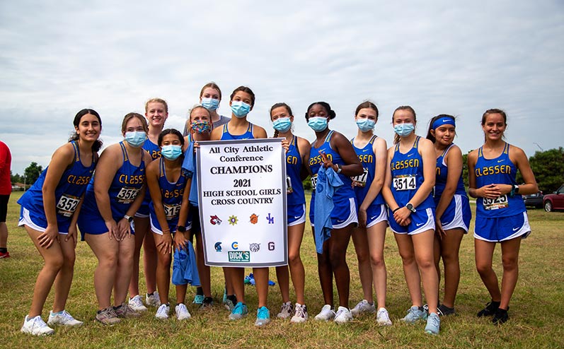 Fields & Futures All-City Athletic Conference Cross Country Championship blog story image of the girls cross country team champions Classen SAS at Northeast