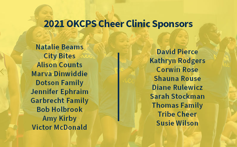 Fields & Futures blog 2021 OKCPS Cheer Clinic Wrap-Up sponsors list
